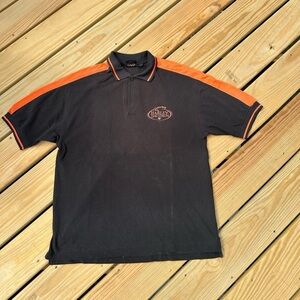 Harley-Davidson Black and Orange Men's Polo Shirt Daytona beach size L